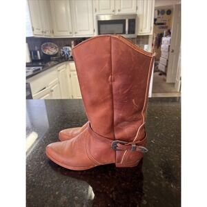 Vintage Dexter Leather Boots Western Women's‎ Sz 7.5M Brown Buckle Riding USA
